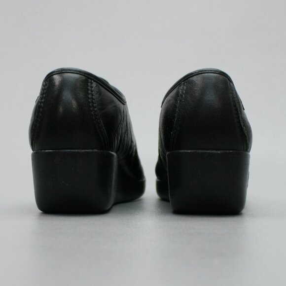 SAS Ladies 6.5 N Narrow Siesta Loafers Black Leather Comfort Wedge Moccasins USA - Picture 3 of 12